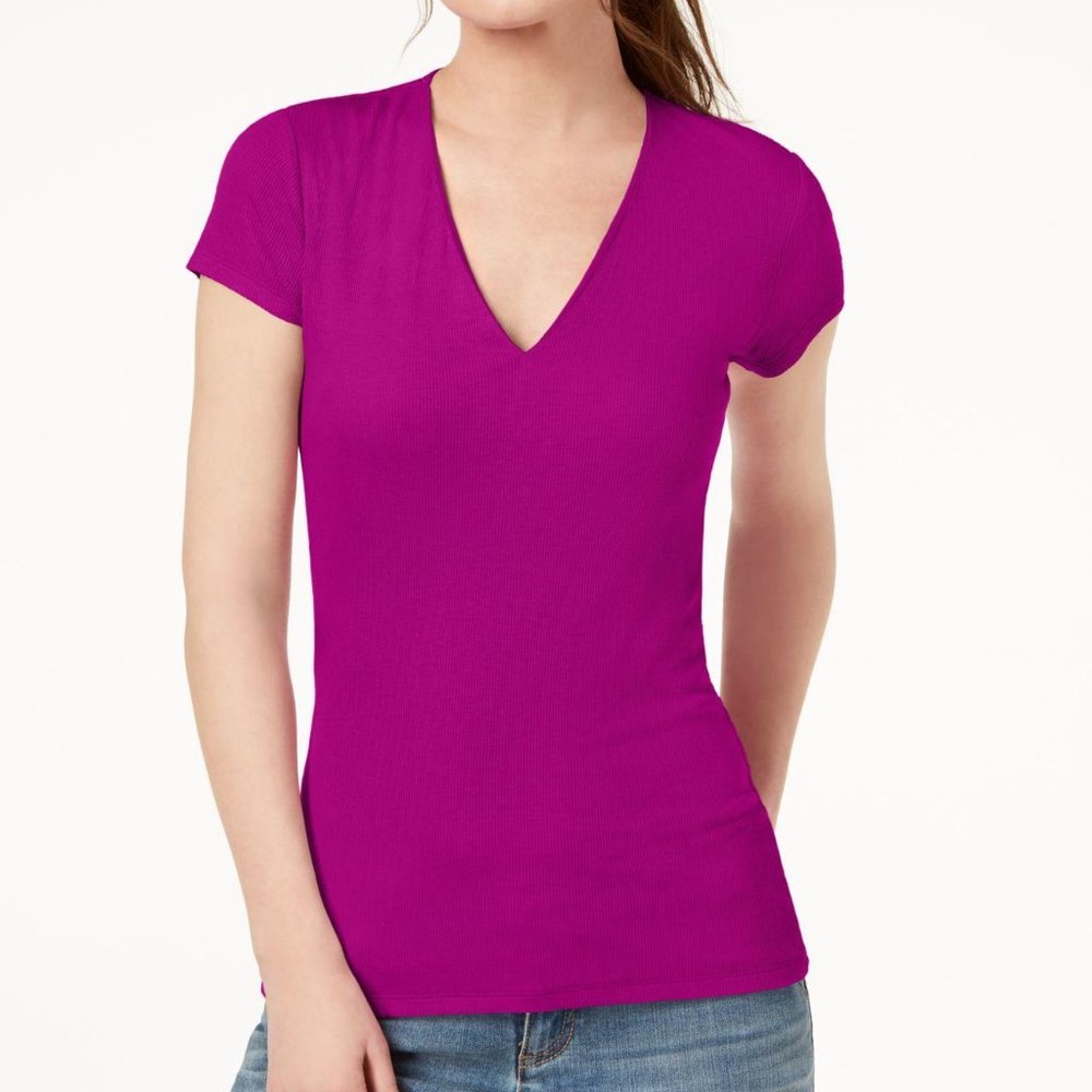 INC Ribbed V-Neck Top NWT